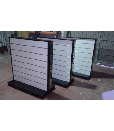 Gondolas Expositoras de panel de lama 125x130x60cm, con cremalleras en los laterales.